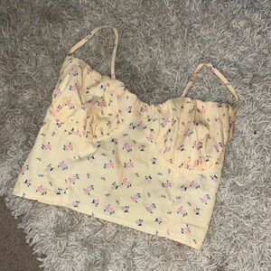 flowery yellow corset back summer top